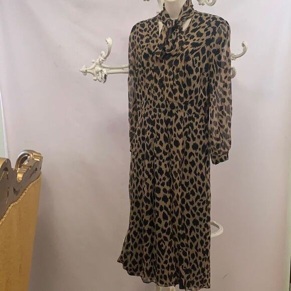 BURBERRY LONDON LEOPARD PRINT 100% SILK DRESS SIZE 6 - Picture 1 of 9